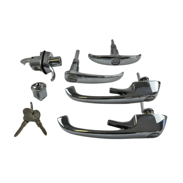 KIT Maçaneta externa Cromada Kombi Clipper 1976 a 1997 Com a mesma chave - Chave Cromada VW