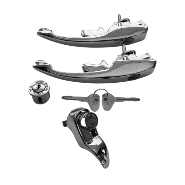 KIT Maçanetas porta + motor + cilindro de ignição Brasília e Variant 2 – KIT C/ MESMA CHAVE CROMADA VW