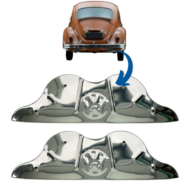 Acabamento Reforço do Paralama Traseiro do Fusca – ASA DE MORCEGO Com Logo VW – PAR