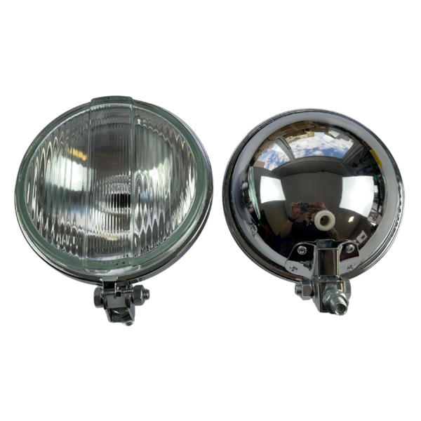Farol de Milha Redondo Lente Cristal Raiado 661 (136 mm) - Cromado Par