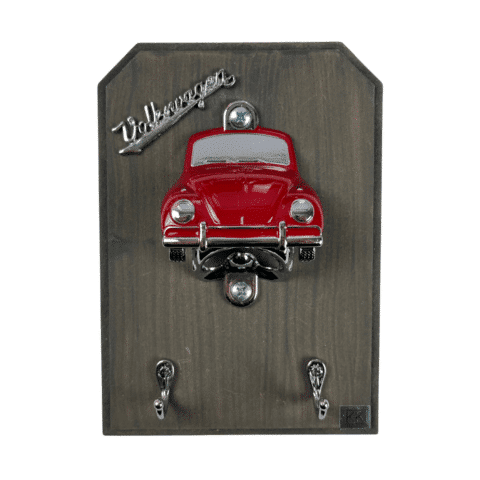 Abridor de Garrafa de Parede Fusca Vermelho Com Porta Chaves
