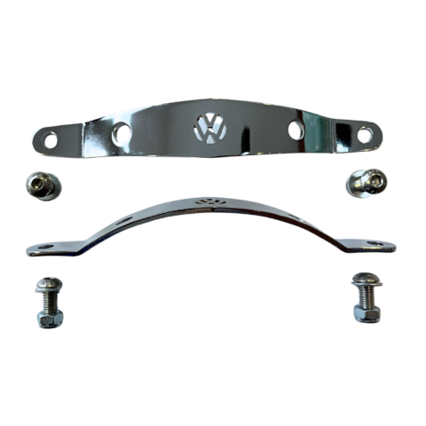 Descansa Braço Fusca Kombi Variant Brasilia - METAL CROMADO COM LOGO VW