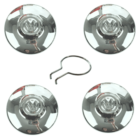 Calota 4 Furos Cromada para Roda Fusca / Variant – Modelo Original – JOGO C/ SACA CALOTA