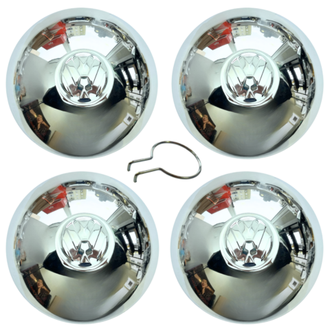 Calota Cromada para Roda 5 furos Fusca / Kombi – Modelo Original JOGO C/ SACA CALOTA