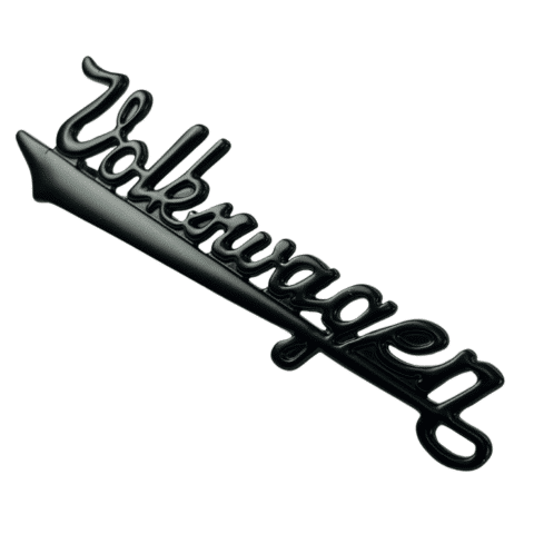 Emblema Volkswagen Manuscrito – ALUMÍNIO FUNDIDO PRETO