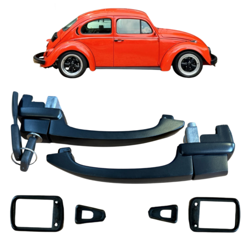Maçaneta Externa da Porta Fusca até 1977 / Karmann Ghia – KIT PRETO COM GUARNIÇÃO