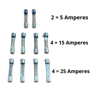 Kit com 10 Fusível de Vidro Chevette Opala C10 (2/ 5A + 4/ 15A + 4/ 25A)