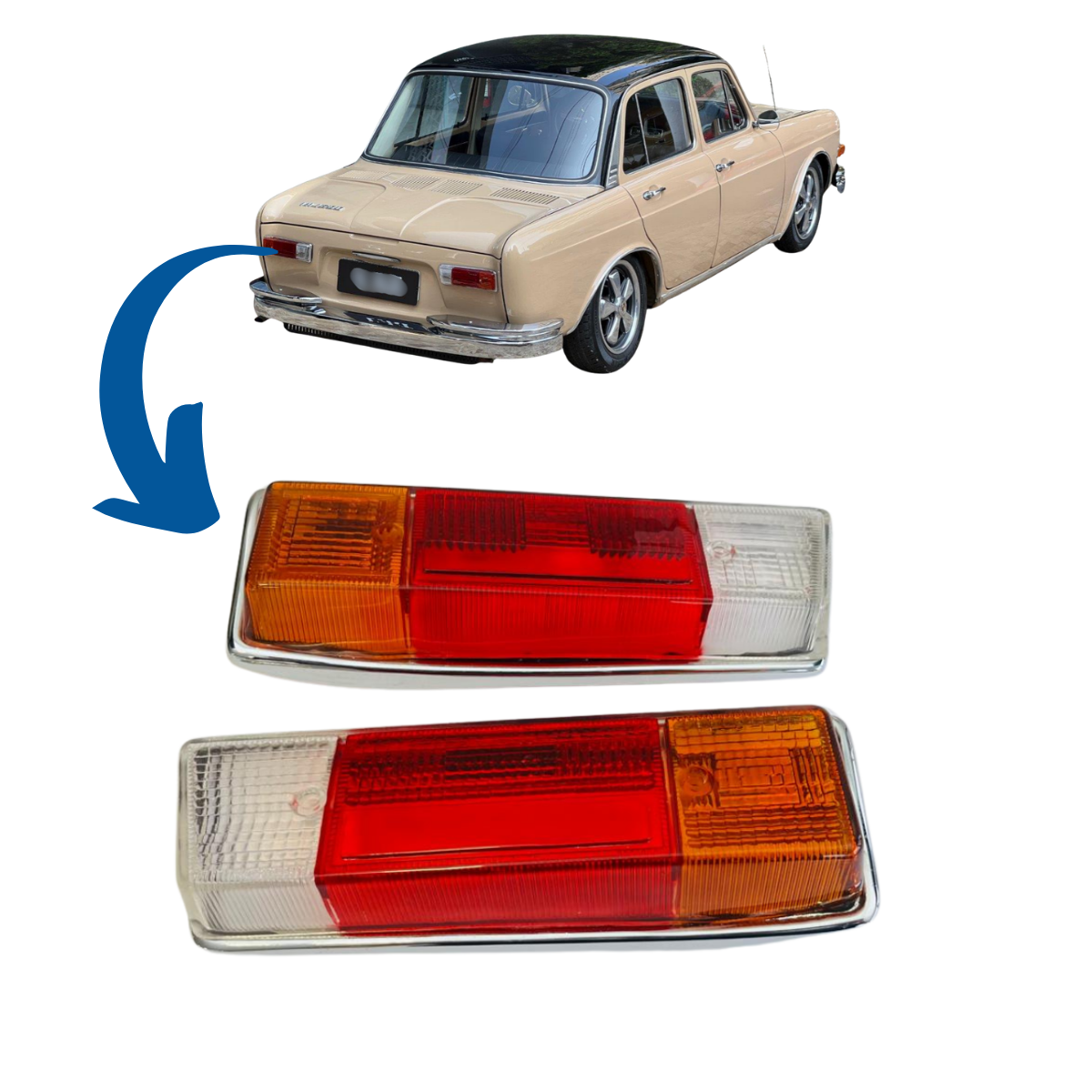 Lente + Aro da Lanterna Traseira Zé do Caixão ou Sedan 4 Portas – ADAPTAÇÃO – PAR