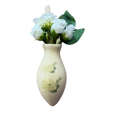 Vaso de Painel de Carro Decorativo – Pintura Branca e Flor Branca