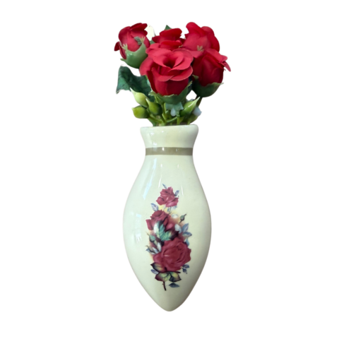 Vaso de Painel de Carro Decorativo – Pintura Vermelha e Flor Vermelha