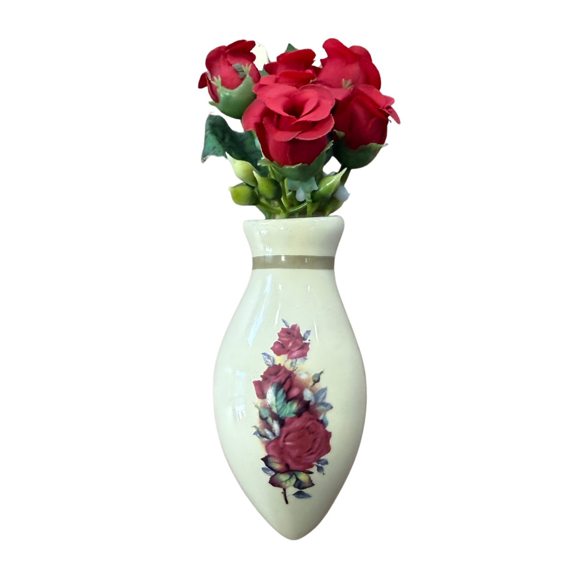Vaso de Painel de Carro Decorativo – Pintura Vermelha e Flor Vermelha