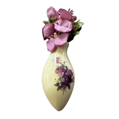 Vaso de Painel de Carro Decorativo – Pintura Rosa e Flor Rosa