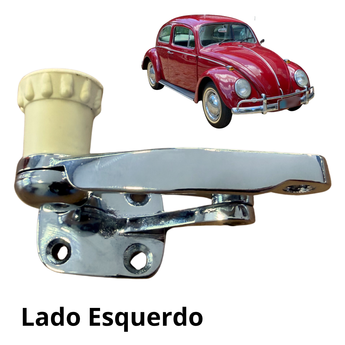 Trinco da Janela Móvel Basculante do Fusca – Botão BEGE Lado Esquerdo
