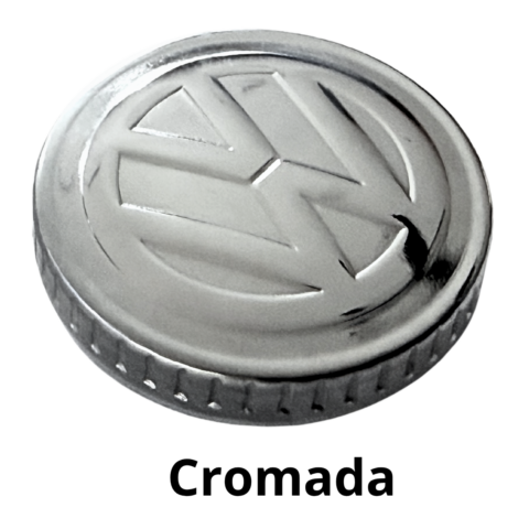 Tampa de Combustível Fusca 1965 / 1977 e Kombi até 1981 - CROMADA Com Logo VW