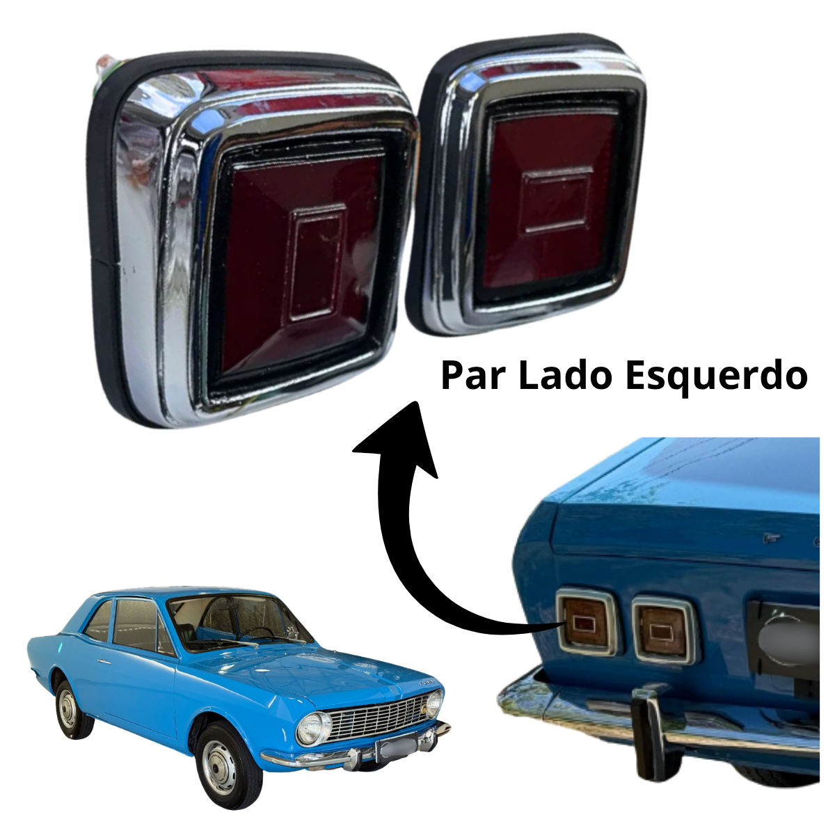 Lanterna Traseira Corcel I 1971 / 1972 – Par Lado Esquerdo