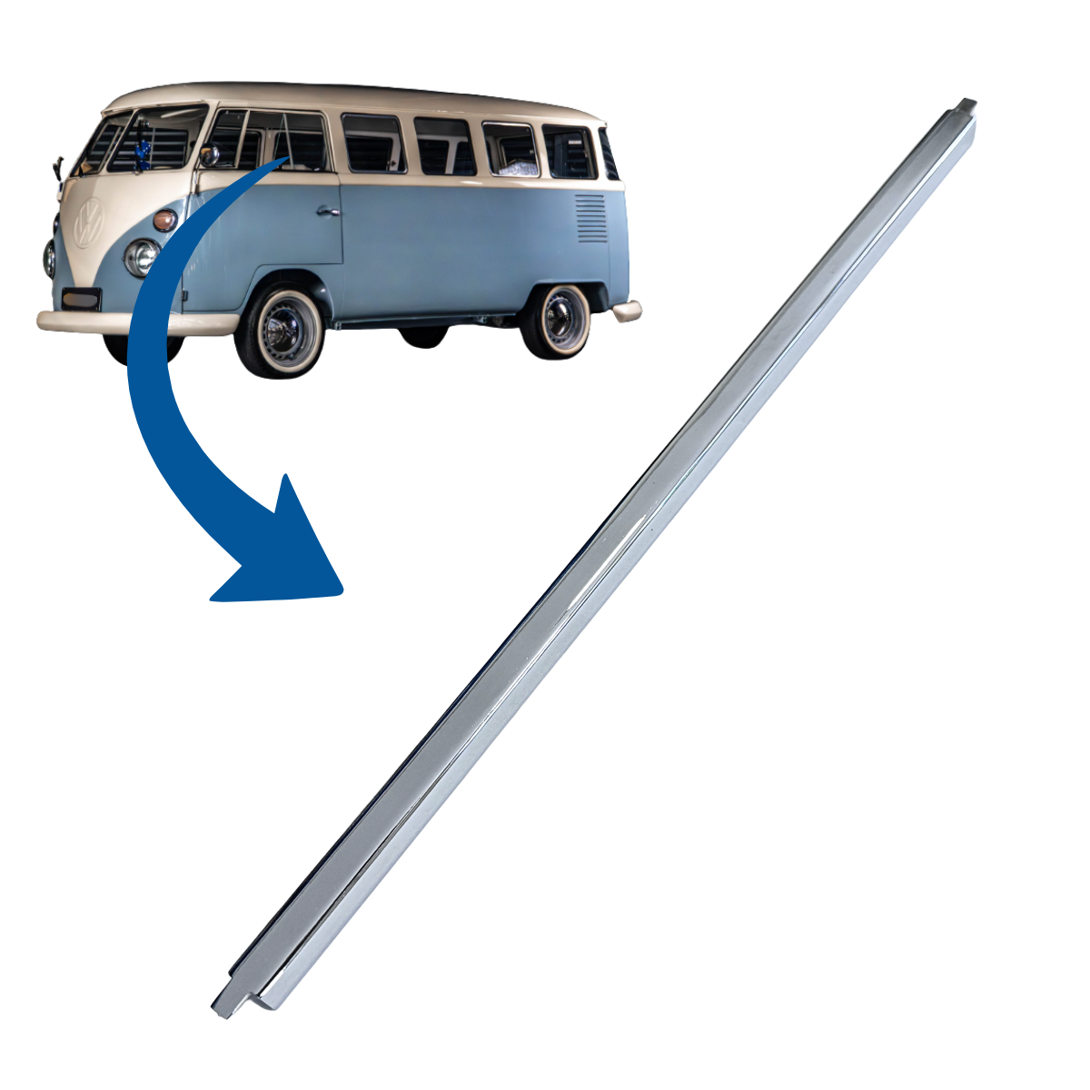 Barra Divisória Janela Vidro Corrediço  Kombi até 1975 – Cromada